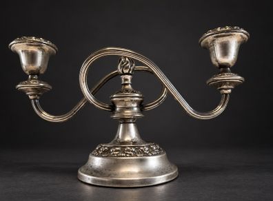 Vintage English Silver-Plated Two-Arm Candelabra