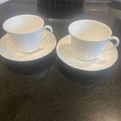 Wedgwood strawberry and vine cups and saucers