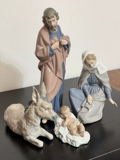 NAO By Lladro 4 Pcs Porcelain Nativity Set Mary - Joseph - Baby Jesus - Donkey