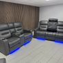 Titan Plus 3+2 Dark Grey Leather Recliner Sofa Set Image 5