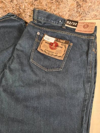 mens jeans life and limb dark wash navy straight fit Size W 52 L 32 RRP 65
