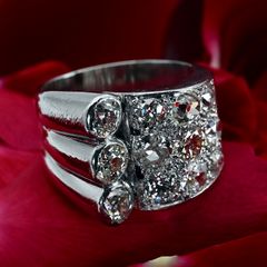 Stunning Art Deco 1930s Platinum 3.1ct Diamond Tank Ring
