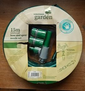 15m Garden Hose & Spray Nozzle Set. New Unused