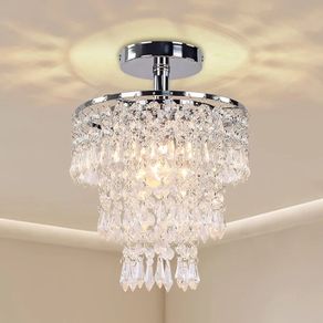 Modern Crystal Chandelier Ceiling Light Fitting Hallway Lights Ceiling Light 3 Tiers Crystal Raindrop Chandelier for Bedroom Living Room Dining Room (Chrome