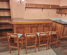 Solid Wooden Home Bar with 4 Bar Stools