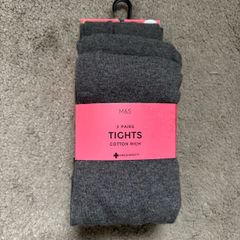 New M&S school grey girls tights cotton 11-12 years 152cm 3 pairs