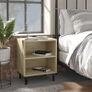 _Bed Cabinet with Metal Legs Sonoma Oak 40x30x50 cm Image 2