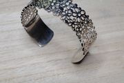 Vintage Sterling Silver 925 Floral Cuff Bracelet - 28.98g