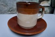 Dark and light brown cup and saucer