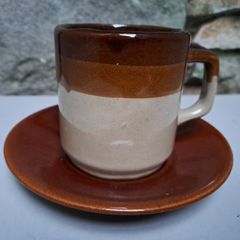 Dark and light brown cup and saucer
