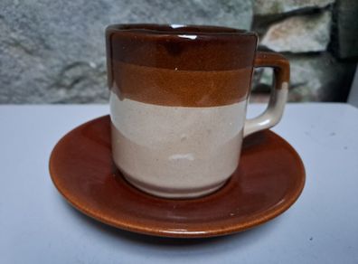 Dark and light brown cup and saucer