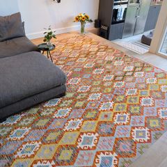 Large Authentic Hand-Woven Wool Kilim Rug 4m x 3m  (13ft x 10ft) Oversized Flat-Weave