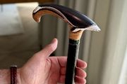 Unique Handmade Walking Stick, Whale Dolphin Handle, Never Used