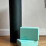 Yoga Mat with 2 Foam Yoga Blocks, Black and Mint Image 2