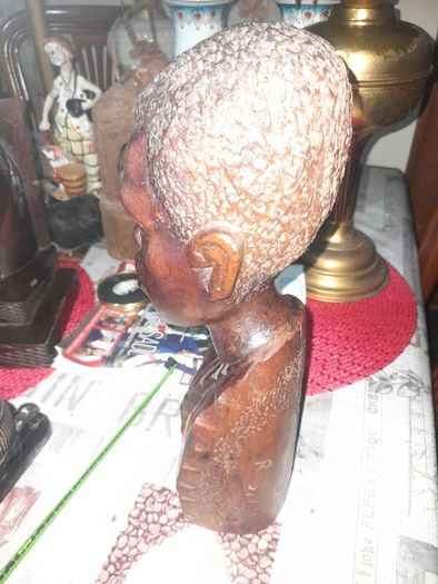 Large Antique Wood African Carved African Head postage available or collection on all my items,
