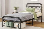 3ft Single Bed Frame with Headboard(90x190cm),Metal Single Size Bed Base
