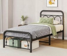 3ft Single Bed Frame with Headboard(90x190cm),Metal Single Size Bed Base