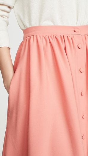 CHINTI & PARKER Gathered dust pink skirt with pockets