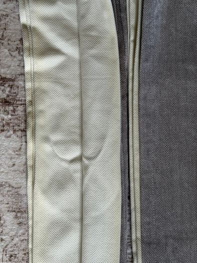 Blackout Grey Herringbone Eyelet Curtains (168x224cm) & Extendable Gunmetal Pole Bundle
