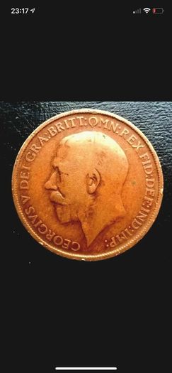 British ONE 1 penny 1912 Coin George V