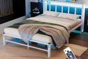 Double Bed Base with Charging Station and LED Lights