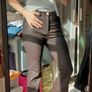 Flared Leather-effect Pants Coated Flared Trousers -EU 36 10R Image 2