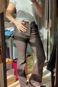 Flared Leather-effect Pants Coated Flared Trousers -EU 36 10R