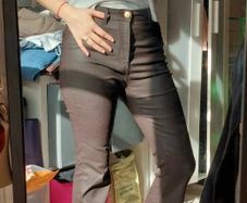 Flared Leather-effect Pants Coated Flared Trousers -EU 36 10R