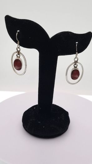 925 Vintage Sterling Silver Red Jasper Earrings