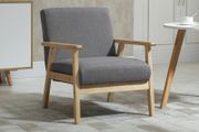 Chair in Scandinavian Design, Accent Chair, Solid Wood, Linen Look, 64 cm x 70 cm x 72 cm