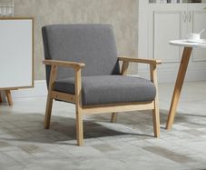 Chair in Scandinavian Design, Accent Chair, Solid Wood, Linen Look, 64 cm x 70 cm x 72 cm