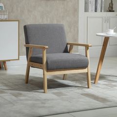 Chair in Scandinavian Design, Accent Chair, Solid Wood, Linen Look, 64 cm x 70 cm x 72 cm