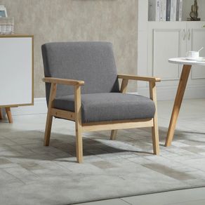 Chair in Scandinavian Design, Accent Chair, Solid Wood, Linen Look, 64 cm x 70 cm x 72 cm