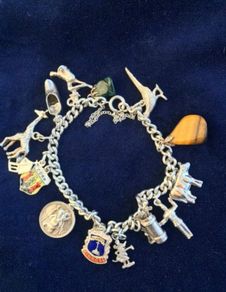 Silver Vintage Hallmarked Charm Bracelet with 14 Charms