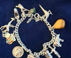 Silver Vintage Hallmarked Charm Bracelet with 14 Charms