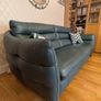 Green leather sofa plus cushions Image 2