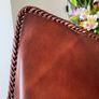Vintage Leather Butterfly Chair, Tan/Brown Leather and Brass Frame Image 2