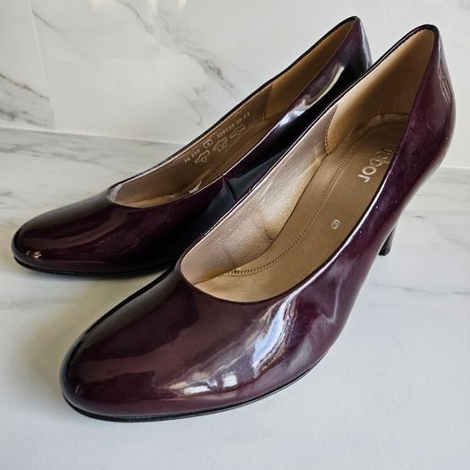 Gabor ladies medium heel court bordeaux leather shoes size UK6 EU 39 new