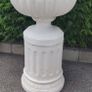 Sandstone Royale Urn On Round Plinth Painted White (x2) Image 2