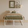 46 cm High Double Bed Frame 135x190 cm, Heavy Duty Metal 4ft6 Double Bed with Sturdy Slats Support, Large Underbed Storage, Noise Free, Easy Assembly, White Image 6