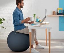Ergonomically Designed Desk Chair Alternative, 65cm Diameter, Includes Fabric Ball Cover, Hand Air Pump & 2 x Plugs, Ergo Cosy Range, Velvet Grey,