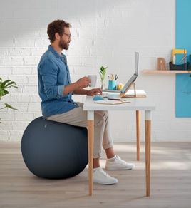 Ergonomically Designed Desk Chair Alternative, 65cm Diameter, Includes Fabric Ball Cover, Hand Air Pump & 2 x Plugs, Ergo Cosy Range, Velvet Grey,