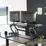 107cm Height Adjustable Stand Up Desk Converter, V Series, Quick Sit to Stand Tabletop Dual Monitor Riser Workstation, Black Image 4