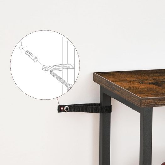 Narrow Side Table with Charging Station, 3-Tier End Table for Small Spaces, Sofa Table with Storage Shelf, for Living Room, Foyer, Bedroom, Office, Rustic Brown and Black