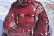 Seated Rosewood Smiling Buddha