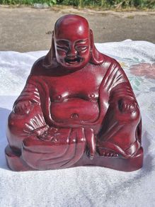 Seated Rosewood Smiling Buddha