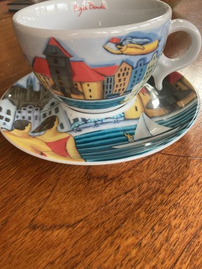 Magda Beneda Hand Painted Cup and Saucer