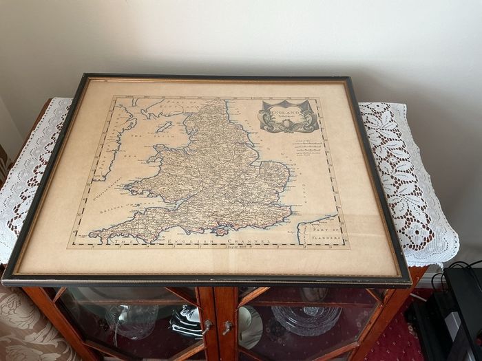 Vintage map of England in vintage frame