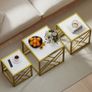 Nesting Coffee Tables, Set of 3 Square Side Tables with Black Metal Frame, for Living Room, Bedroom and Office, White Image 7