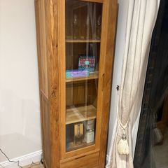 Solid Oak Display Cabinet with Glass Door